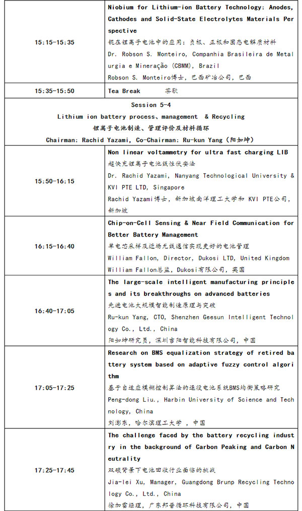 CIBF2023国际先进电池前沿技术研讨会详细议程